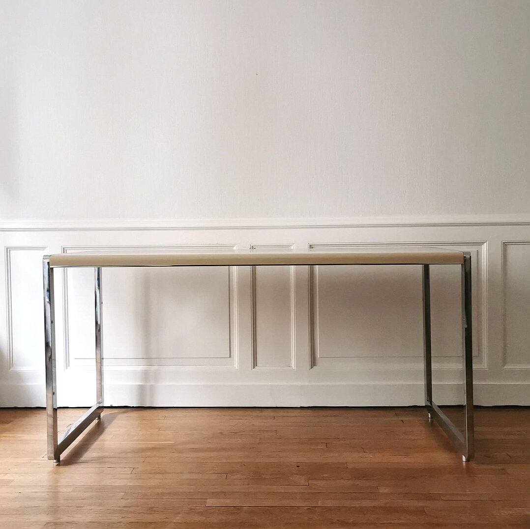 Desk / Table in chrome and lacquered metal, 1970