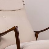 Large Scandinavian Teak Armchair with Ottomans by Folke Ohlsson for Westnofa 1960.