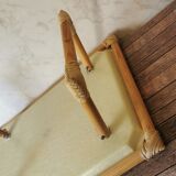 Folding tray parrots and flowers fiber and rattan