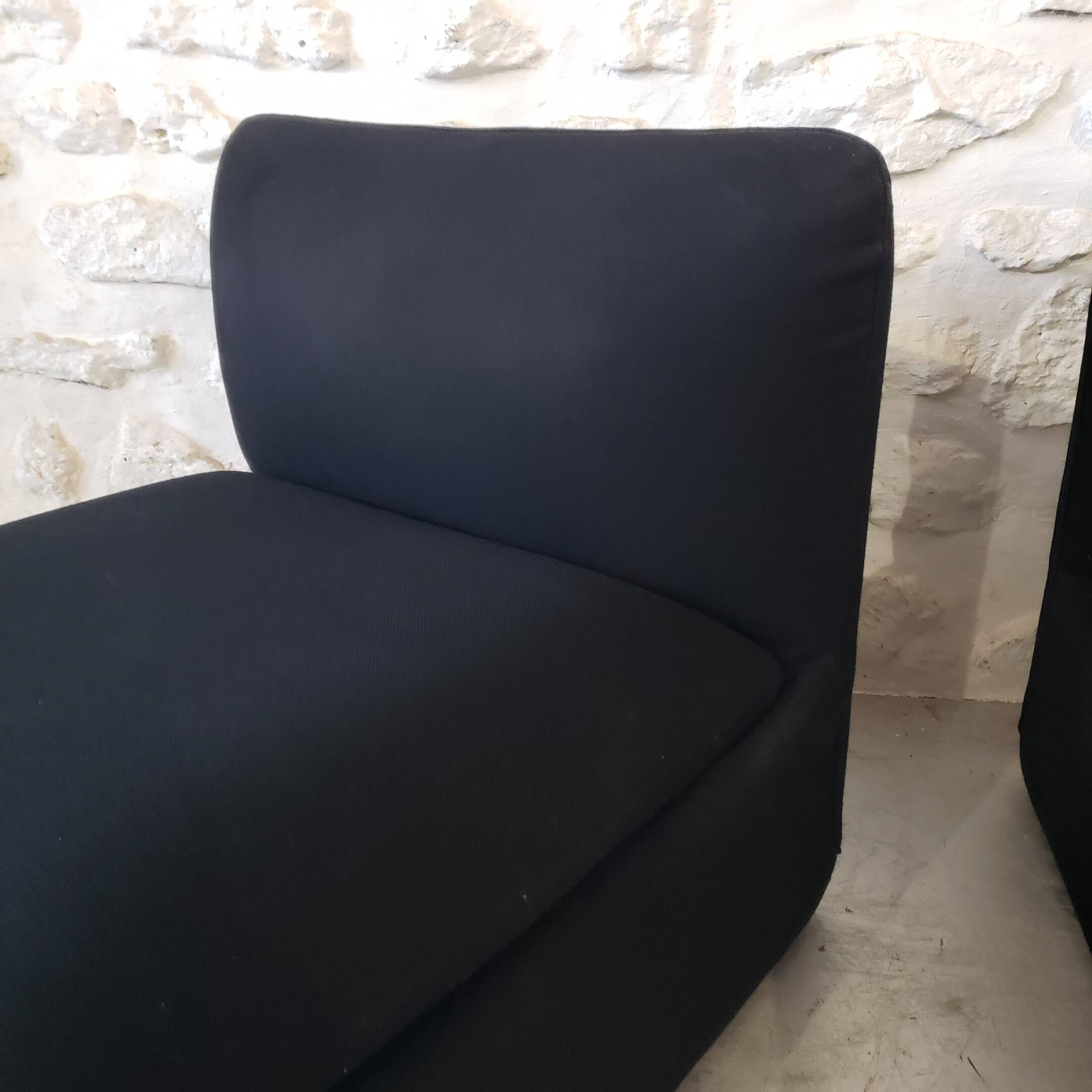 Pair of vintage black armchairs