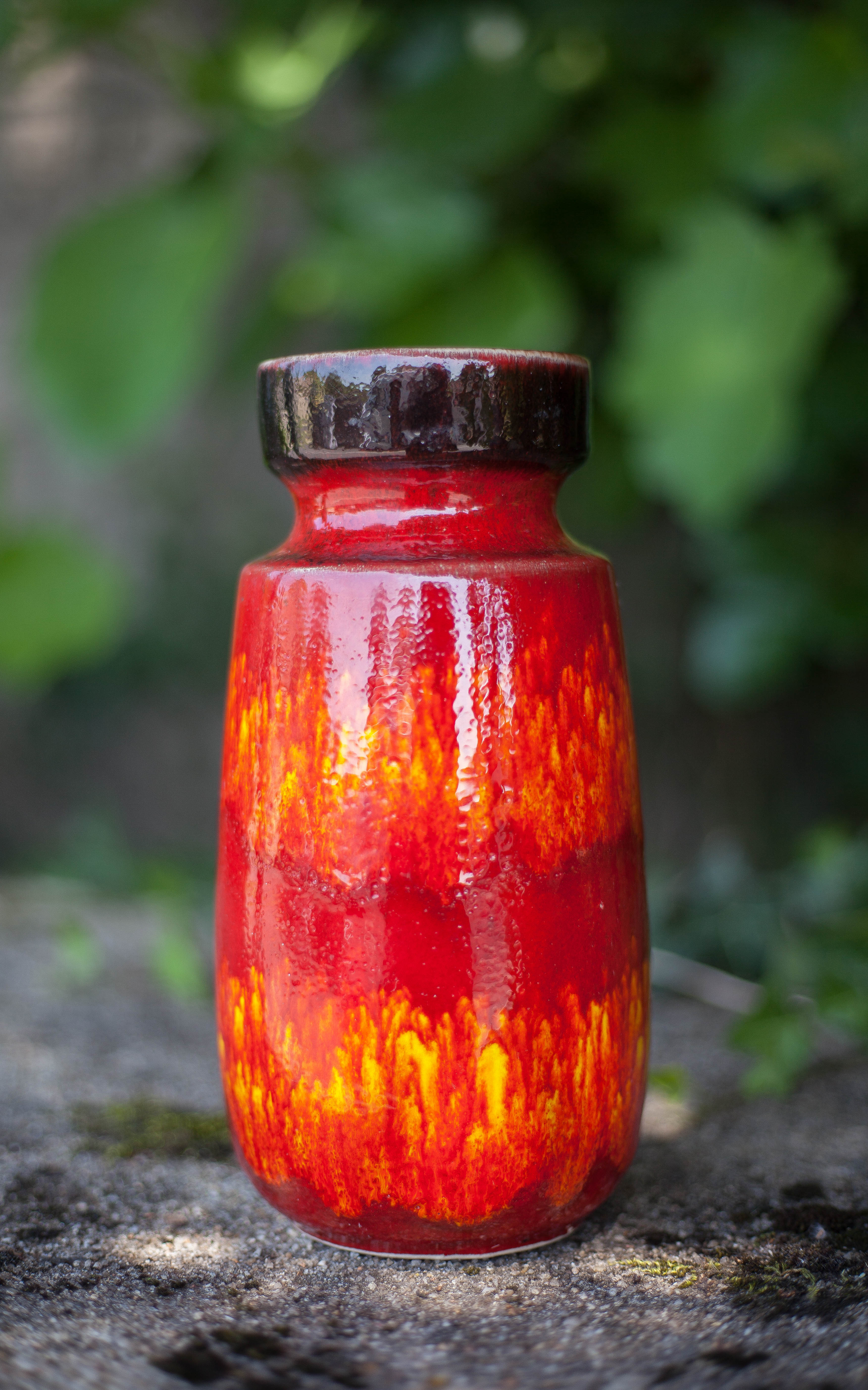 West Germany 242/22 ceramic vase, decorative vase, flower pot, fat lava, red vase, collection,