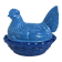 Bonbonnière chicken on its nest in blue opaline, Portieux-Vallérysthal