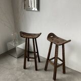 Pair of brutalist high stools