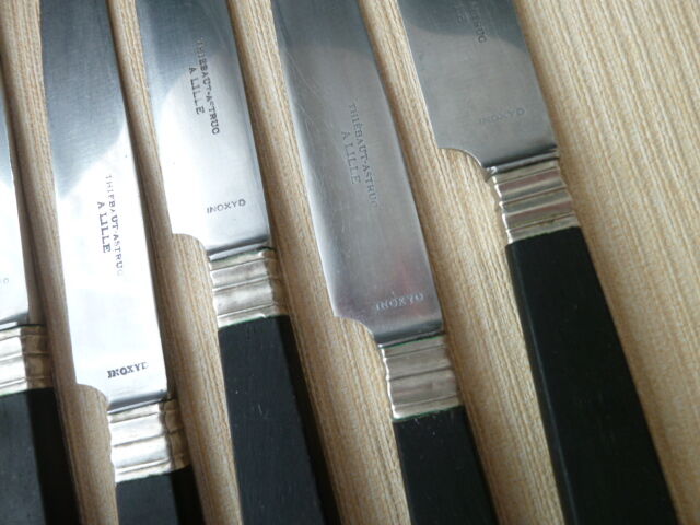 box of 12 table knives and 12 cheese knives Thiebaut Astruc de Lille