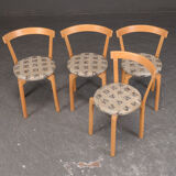 4 chaises en hêtre tendu