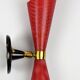 Sconce red and black perforated metal 1960