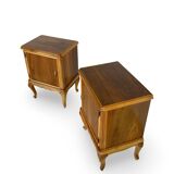 Tables de chevet italiennes en placage de noyer du milieu du siècle, années 1960.