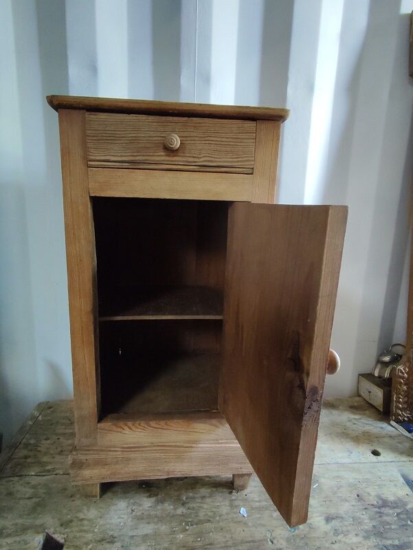 Bedside table night solid wood vintage antique door drawer