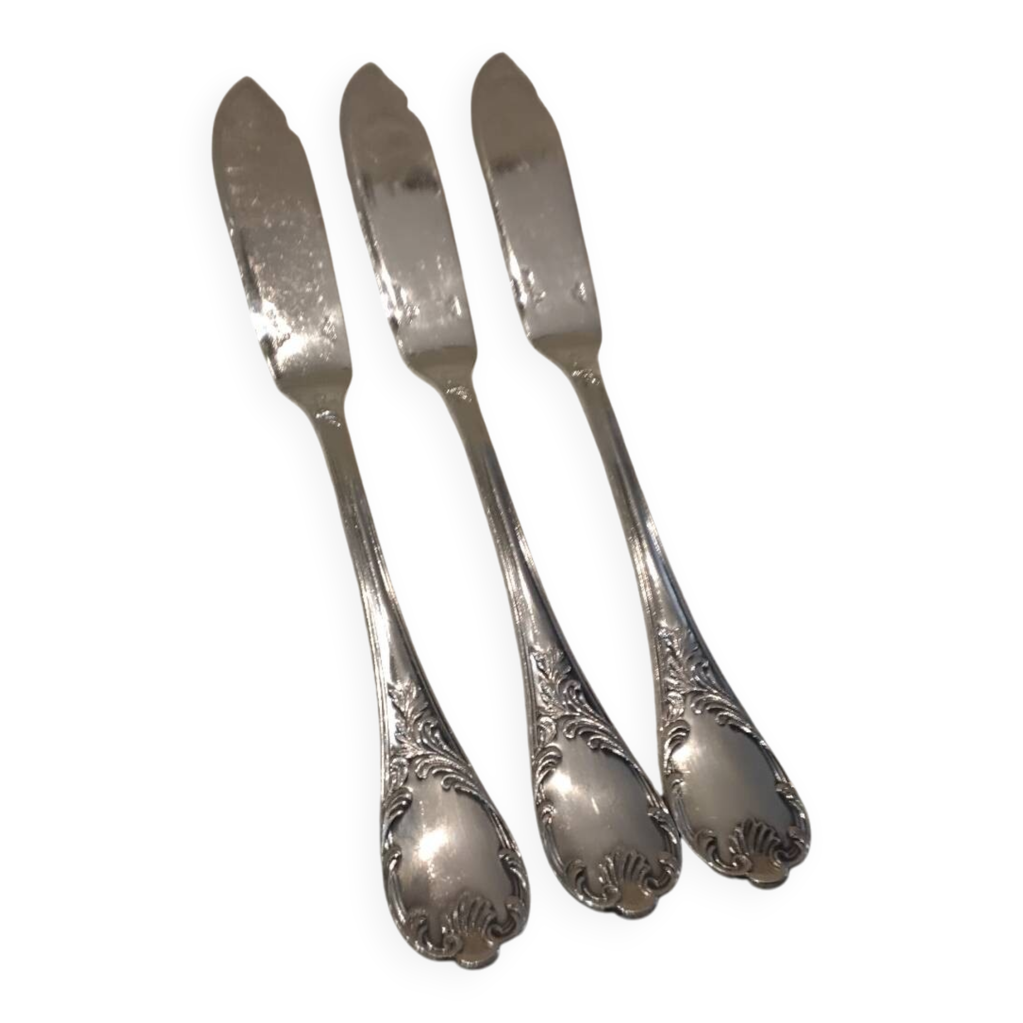 3 silver-plated fish knives by Christofle Marly, 19.8cm