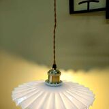 Vintage embossed opaline pendant light
