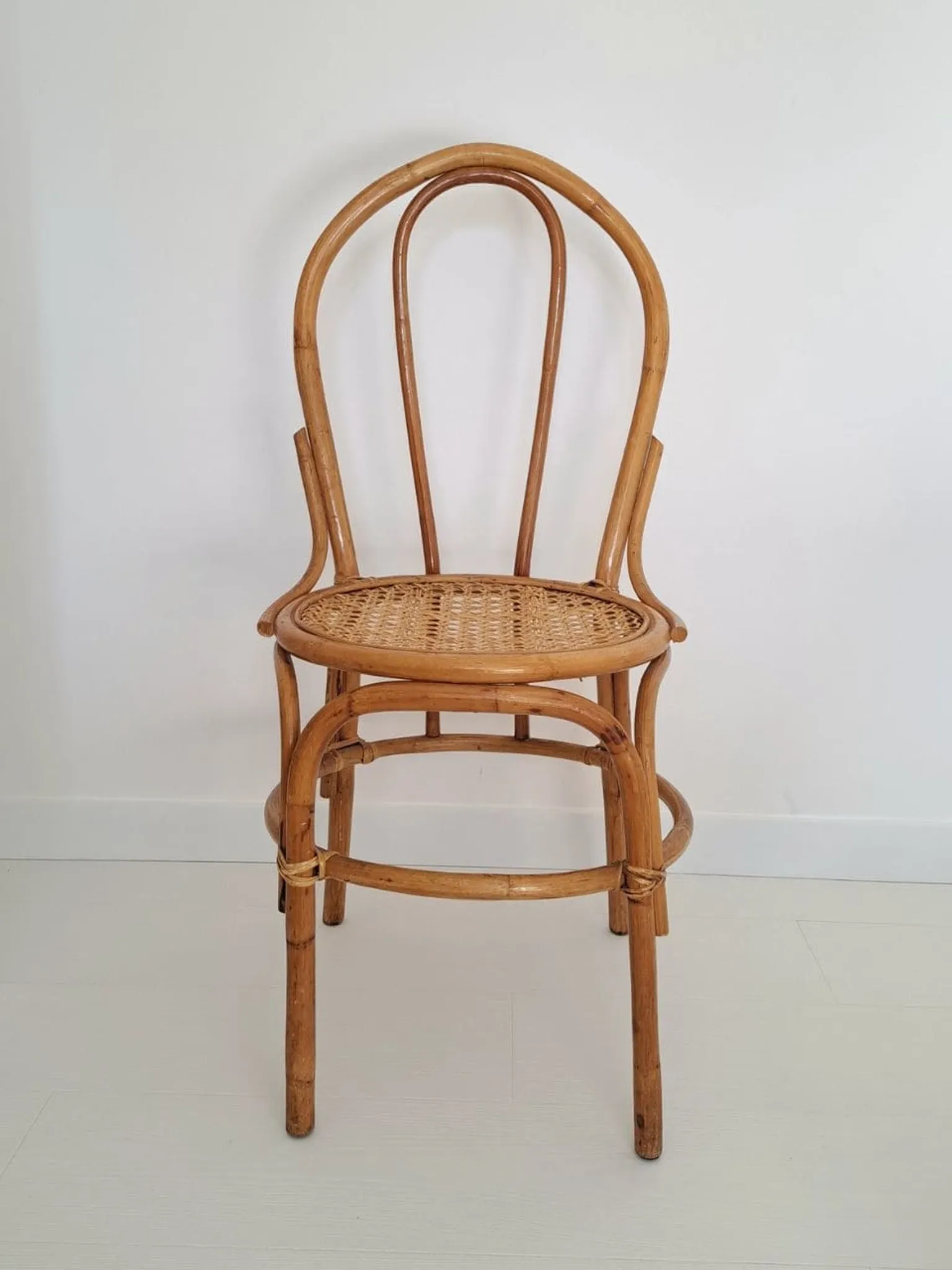 Vintage bamboo and cane chair, Thonet bistro style.