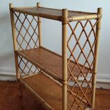 Blond rattan shelf