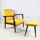 Fauteuil en tweed jaune, années 1970