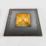 Pair of metal, resin and glass wall lights by Angelo Brotto, circa 1970