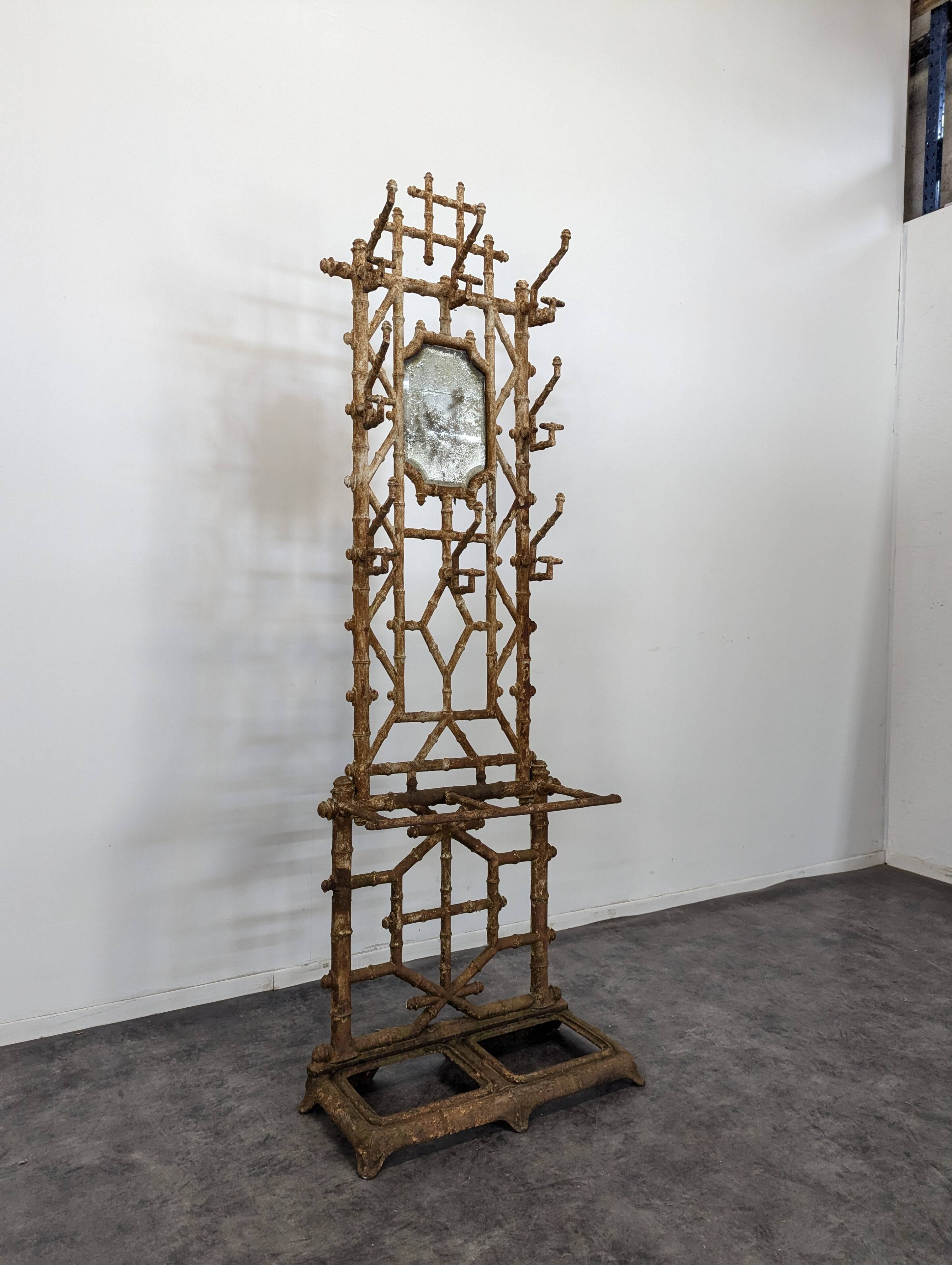 Cast iron and faux bamboo locker by Deville Pailliette, 1900