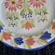 Old flat plate faience hb quimper hand-painted floral decoration