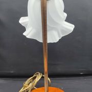 Brass and glass swan neck desk lamp in Art Nouveau style.