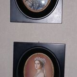 Peintures miniatures anciennes cadre ébène