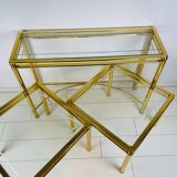 3 tables en laiton, 1980
