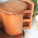 Art Deco brown wooden dressing table with mirror and side cabinets by Shrager Brothers (1930s)