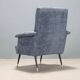 Fauteuil vintage en tissu et métal avec embouts en laiton, Italie, années 1960