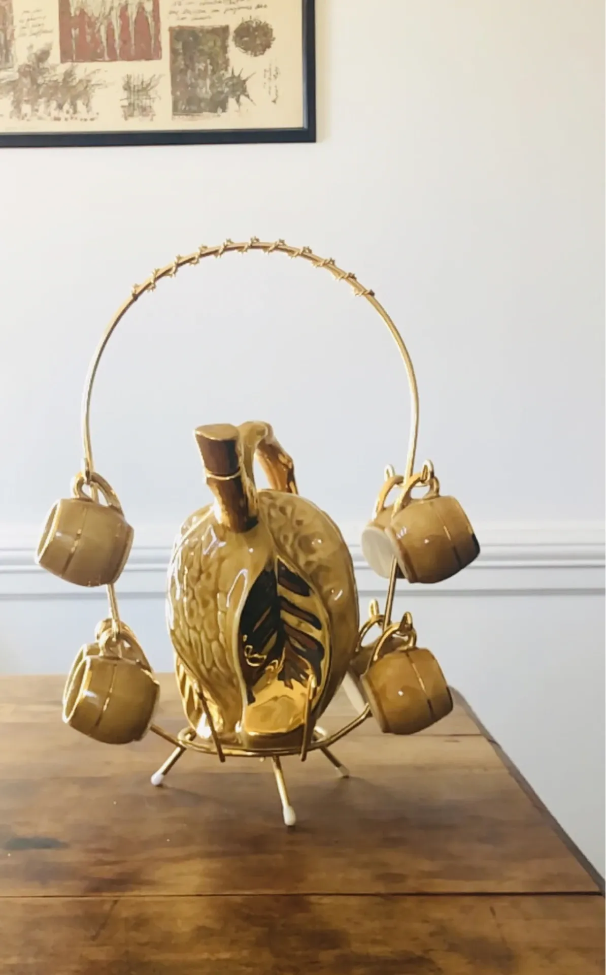 Liqueur service in walnut faience by the Louis Roque house.