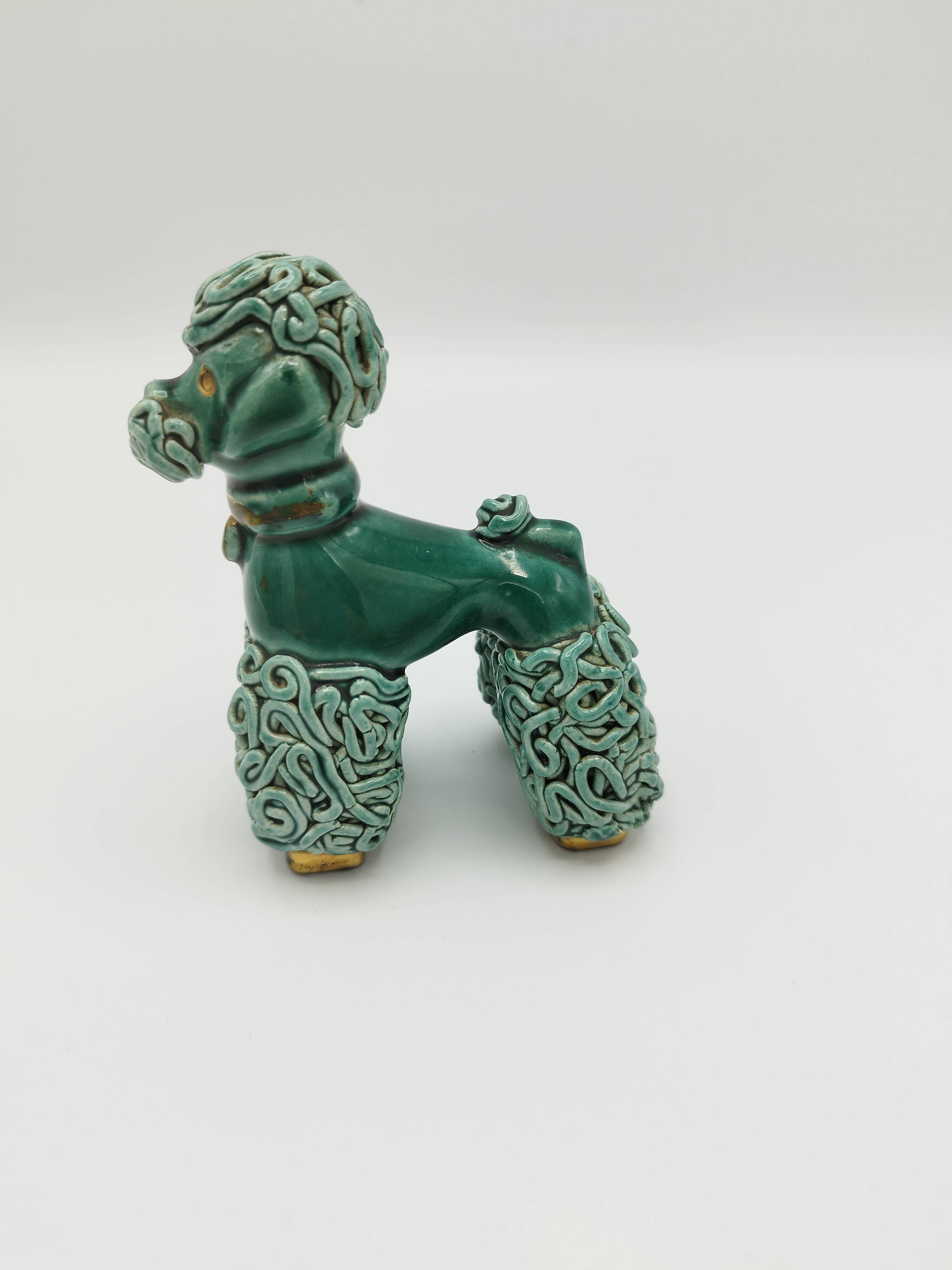 Lot of 2 royal poodles in 1960s spaghetti ceramic