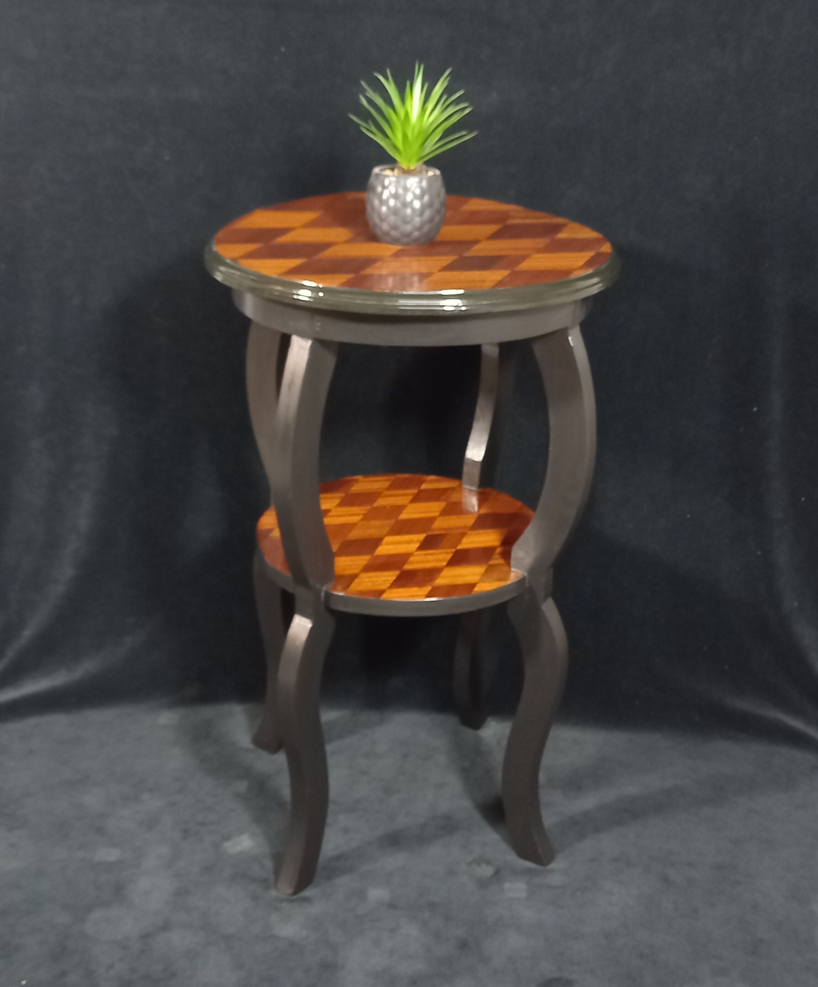 Old Side Table Redesigned with Mahogany Marquetry