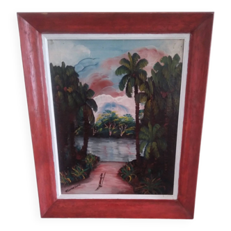 Africa landscape oil painting signed