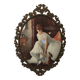 Italian oval frame in bronze and curved glass