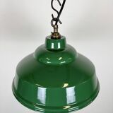 Industrial British Green Enamel Factory Pendant Lamp, 1960s