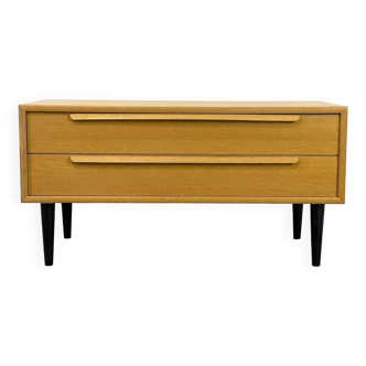 Commode vintage en chêne avec deux tiroirs, 1970