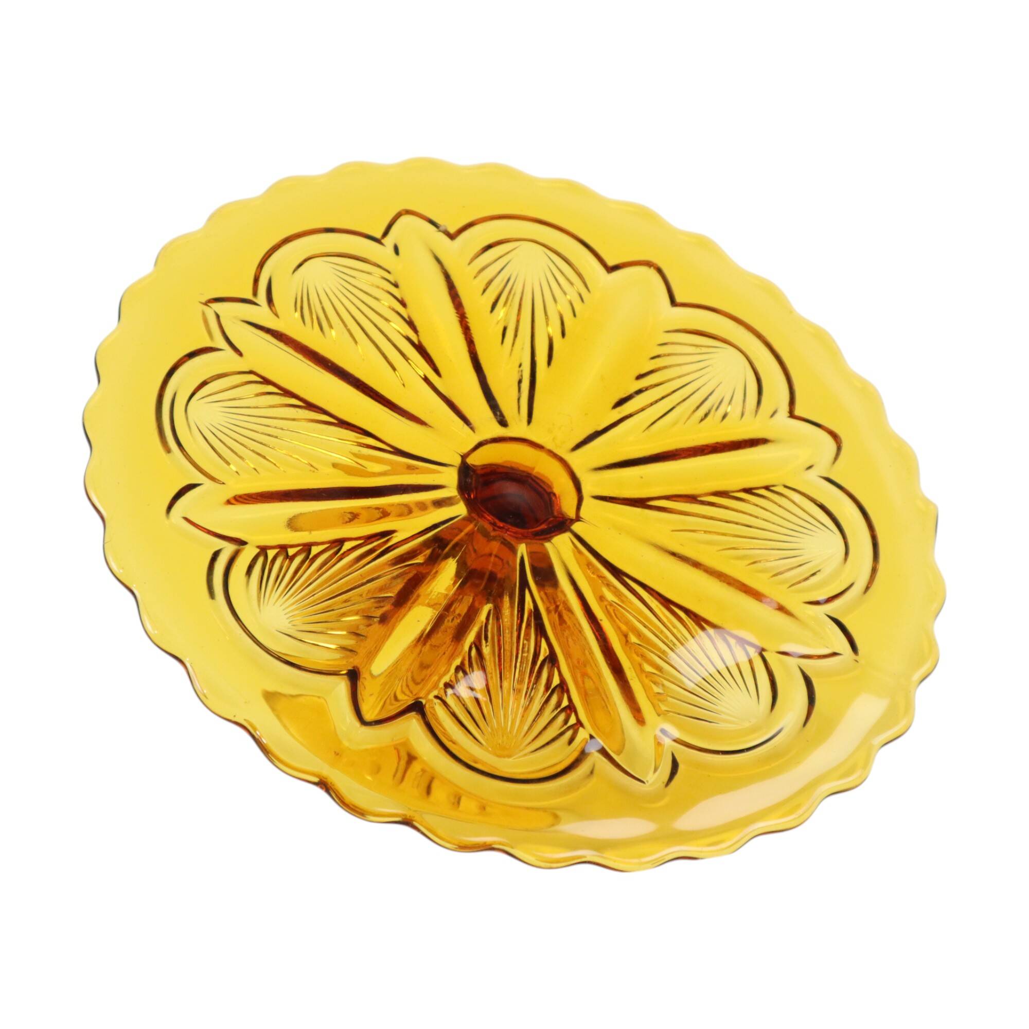 Art Deco Amber Cake Plate Pastry Dish Depression Glass 27cm