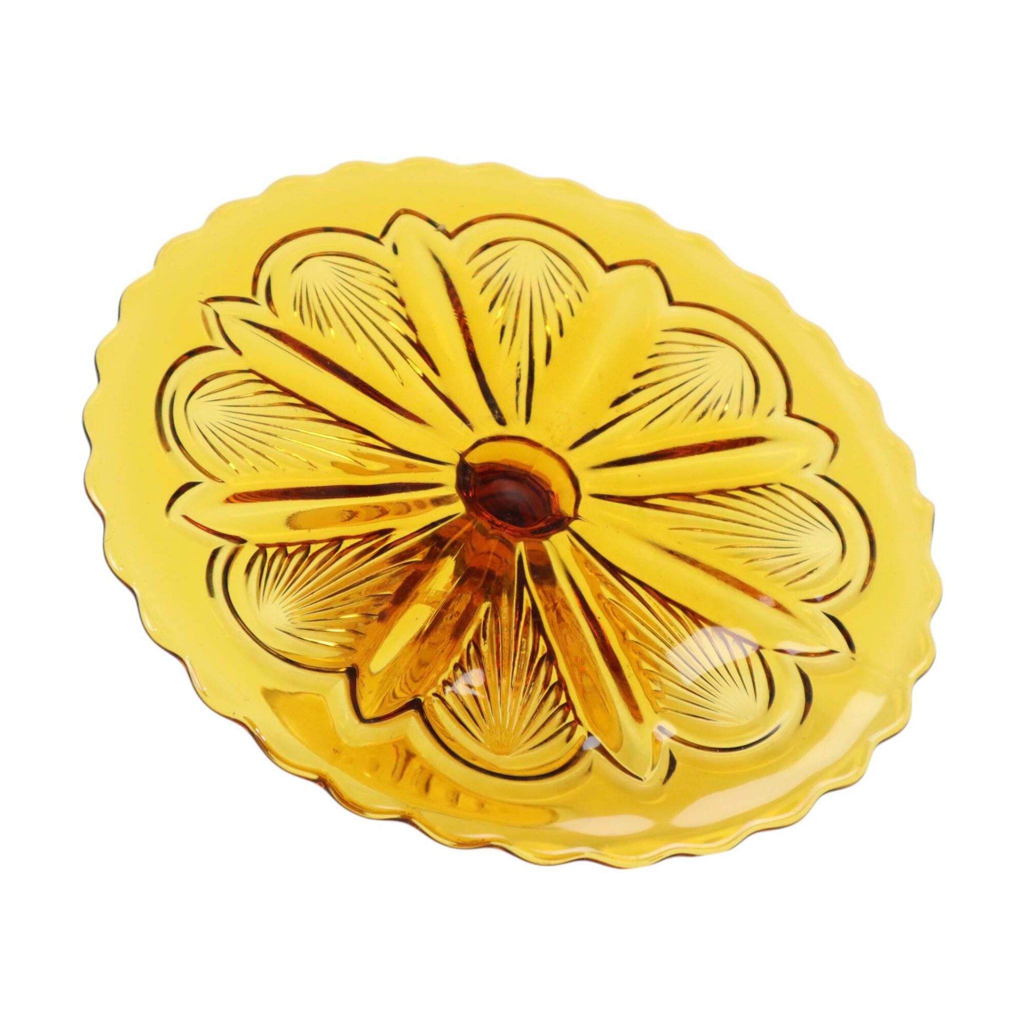 Art Deco Amber Cake Plate Pastry Dish Depression Glass 27cm