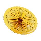 Art Deco Amber Cake Plate Pastry Dish Depression Glass 27cm