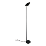 Vintage halogen floor lamp in black lacquered metal and brass ball joint