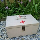 Portable pharmacy box made of vintage wood