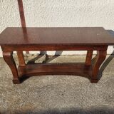 Large console with mahogany butt top red and white marble of the xix th century