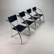 Set of 4 Postmodern Black and Blue and chrome tubular chairs, 1980s
