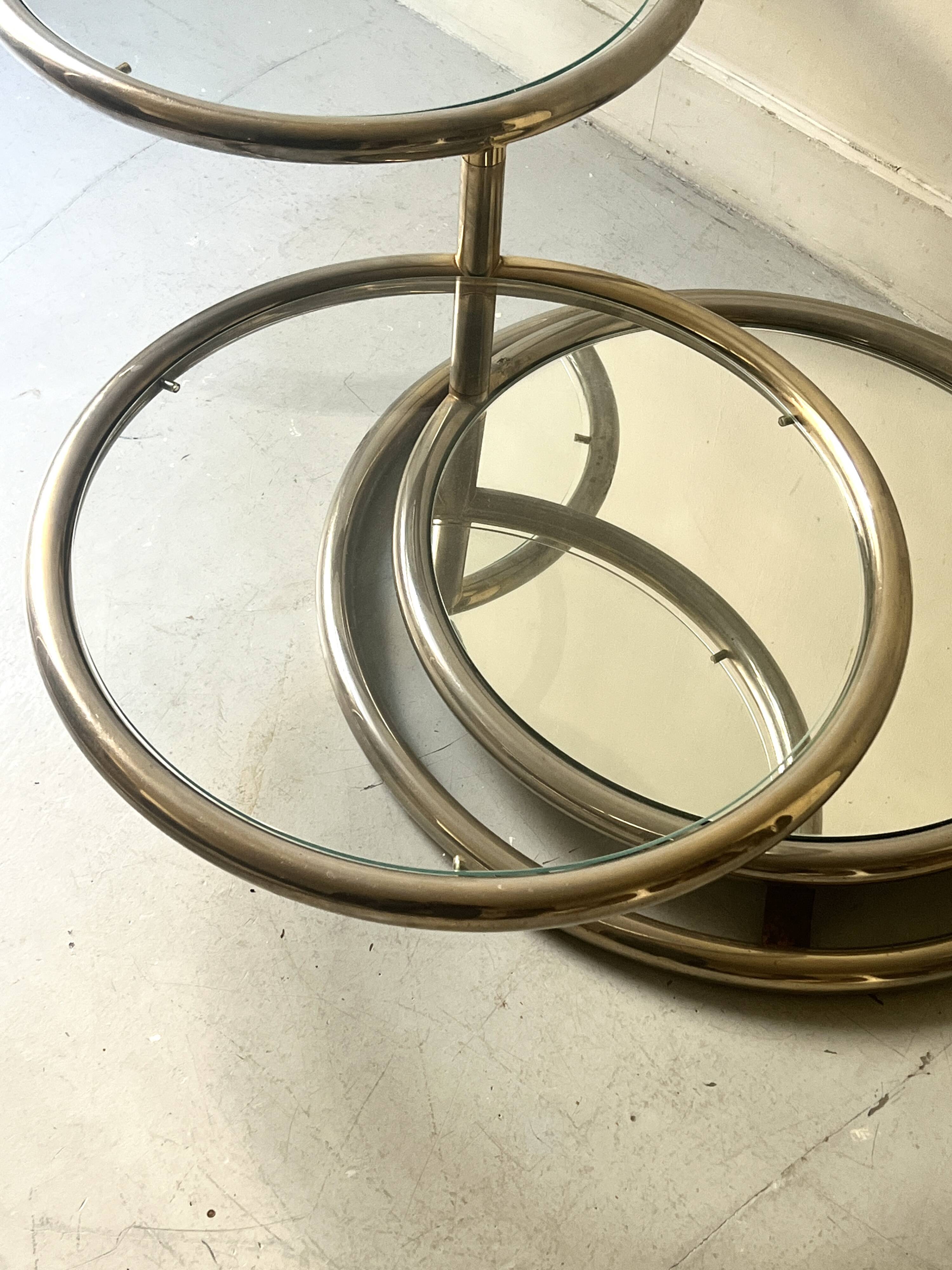 Removable coffee table in chrome, glass & mirror by Milo Baughman, design 1970.