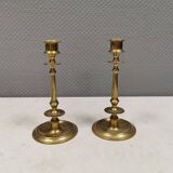 A set of vintage brass candlesticks, made by MALM Denmark in the 1960-70s.
