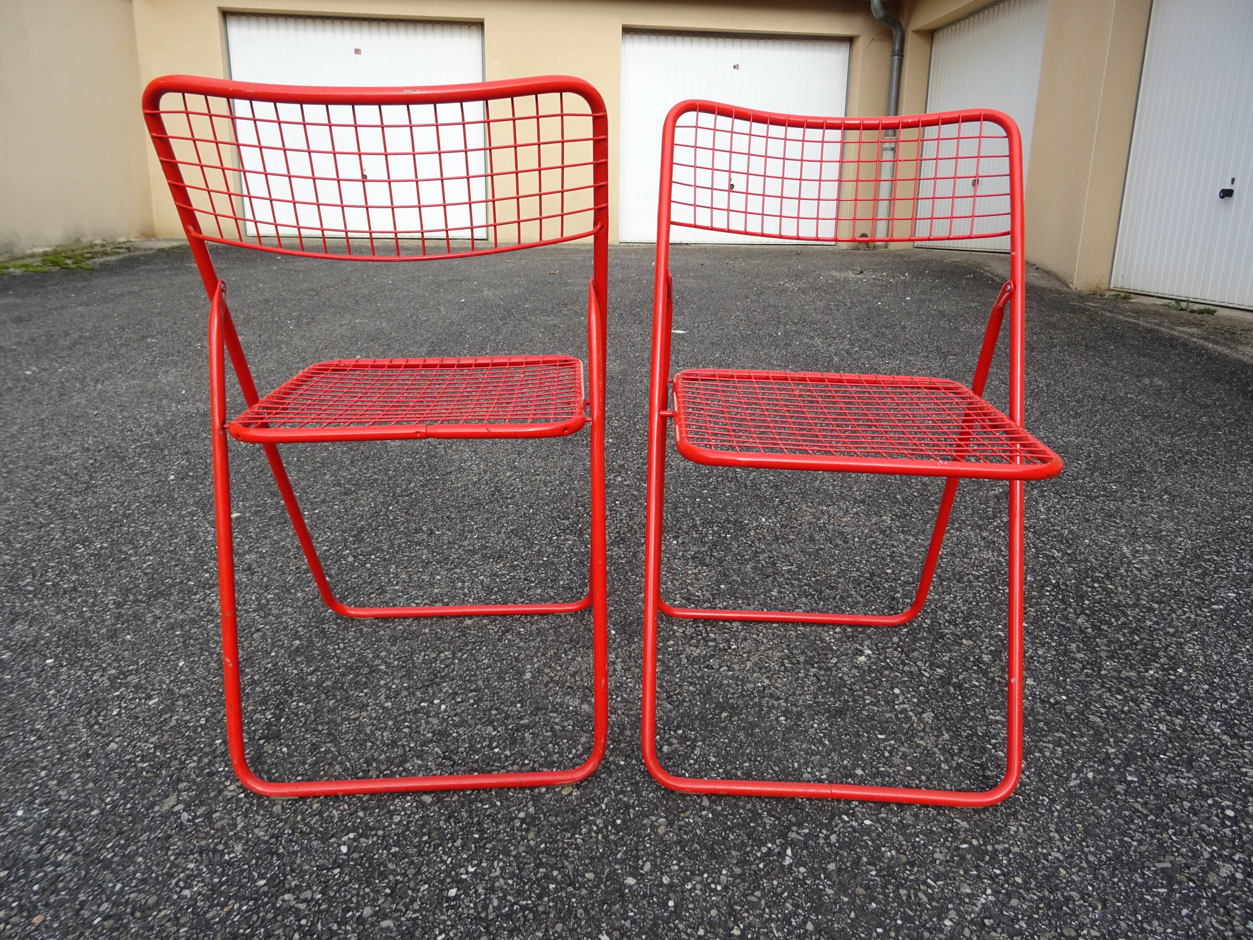 Pair of folding chairs Ted Net N. Gamelgaard 80s Ikéa
