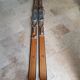 Nordic skiing in wood and skin former