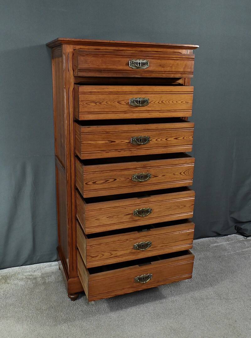 Pitch pine weekly planner, Art Nouveau period – Early 20th century