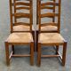 4 dining chairs made of solid wood with straw seats, farmhouse style, medium oak, 1960, 100cm.
