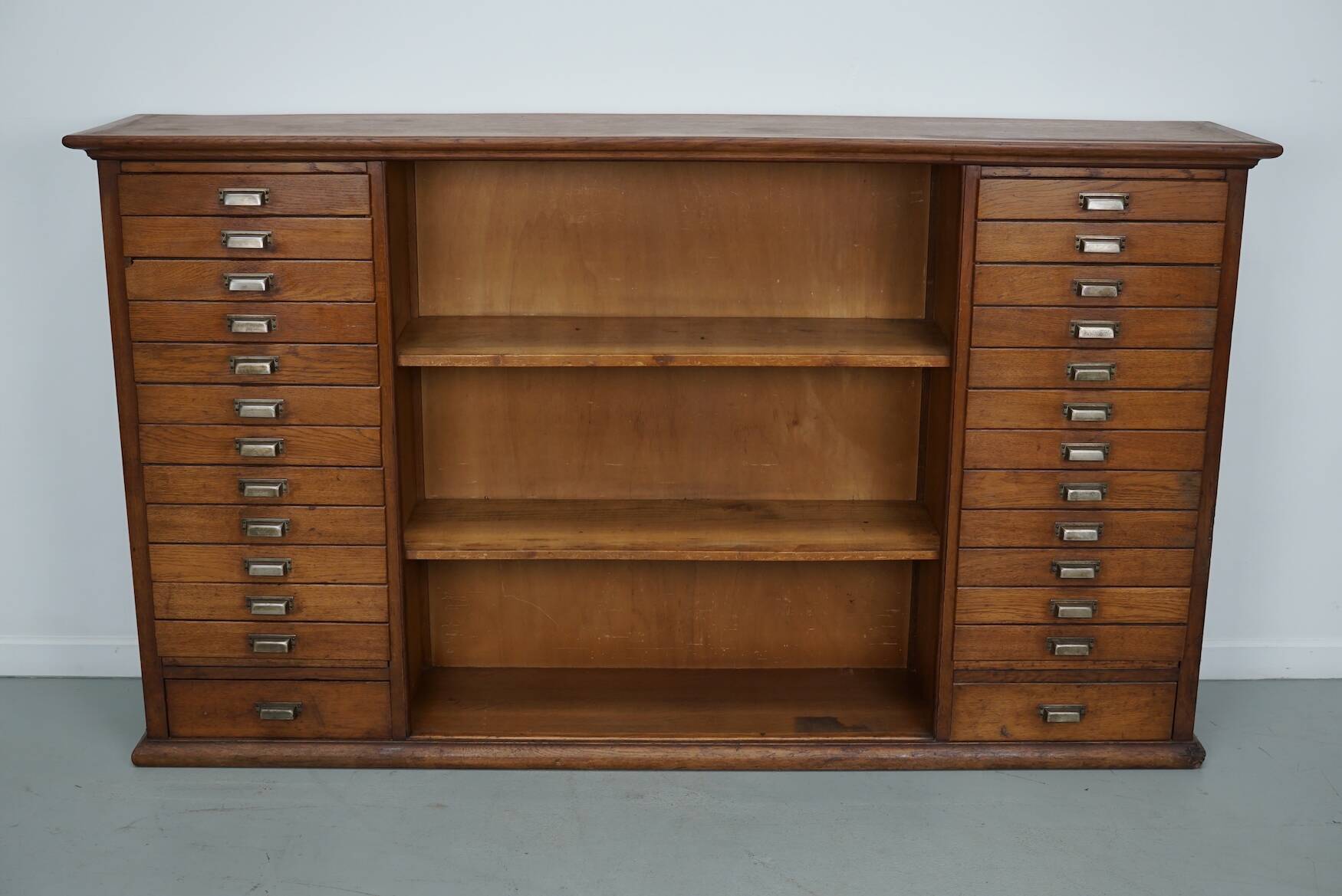 Vintage Dutch Oak Apothecary Sideboard / Filing Cabinet, 1950s