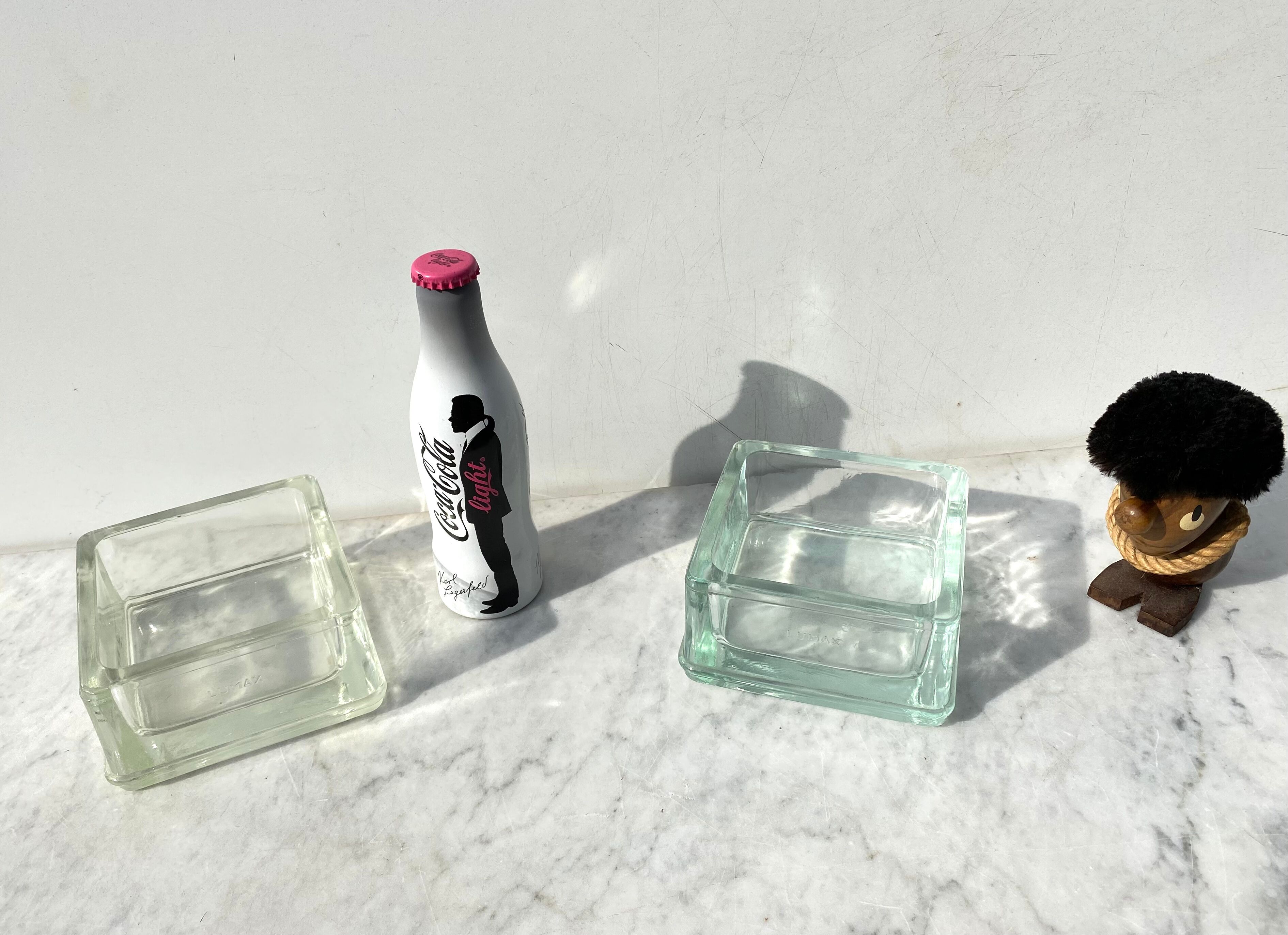 Pair of glass brick Lumax vintage design 60 Le corbustier