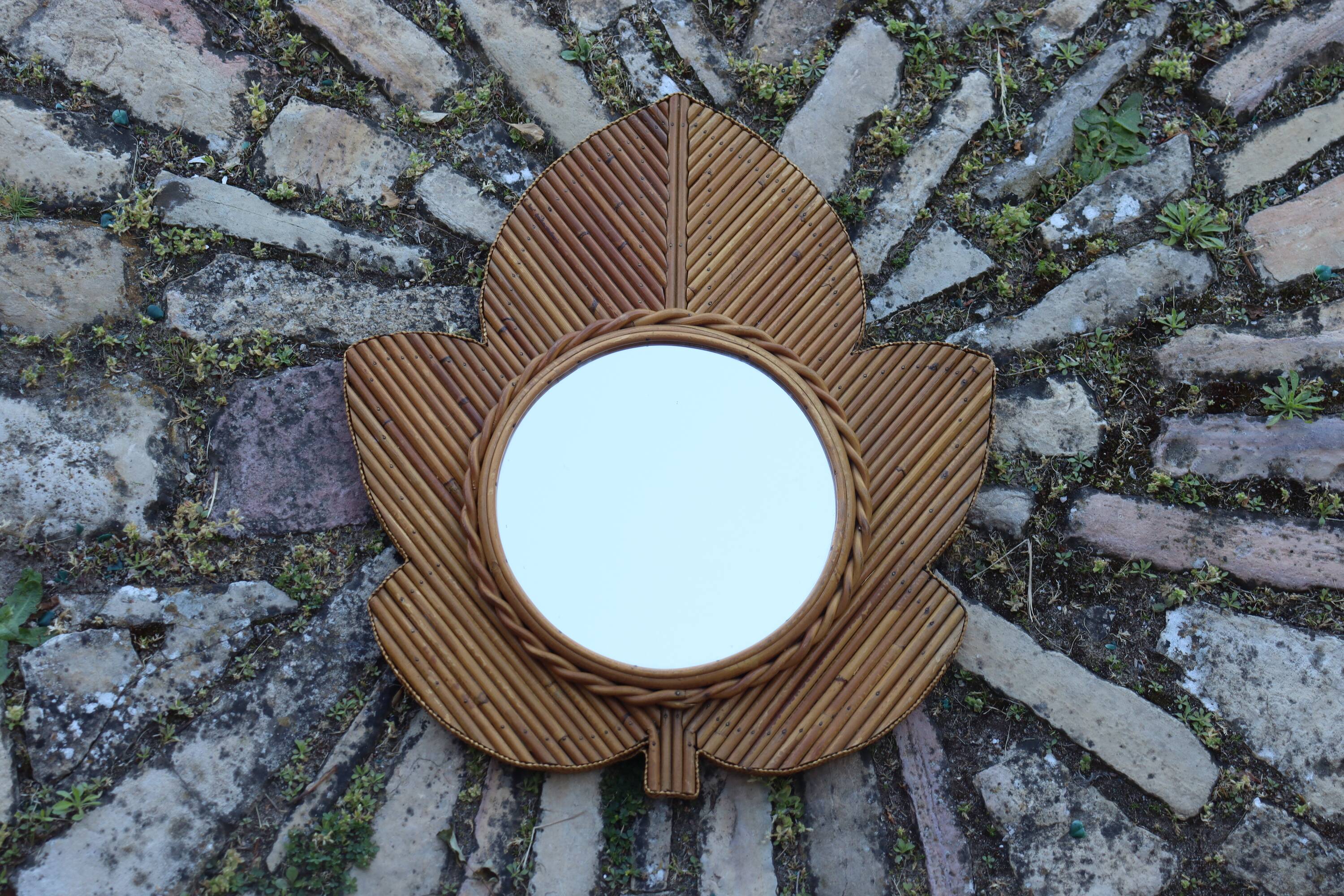 Rattan Mirror by VivaÏ Del Sud Italy 1970