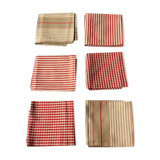 Lot 6 napkins cotton stripes mattress vichy red beige creation