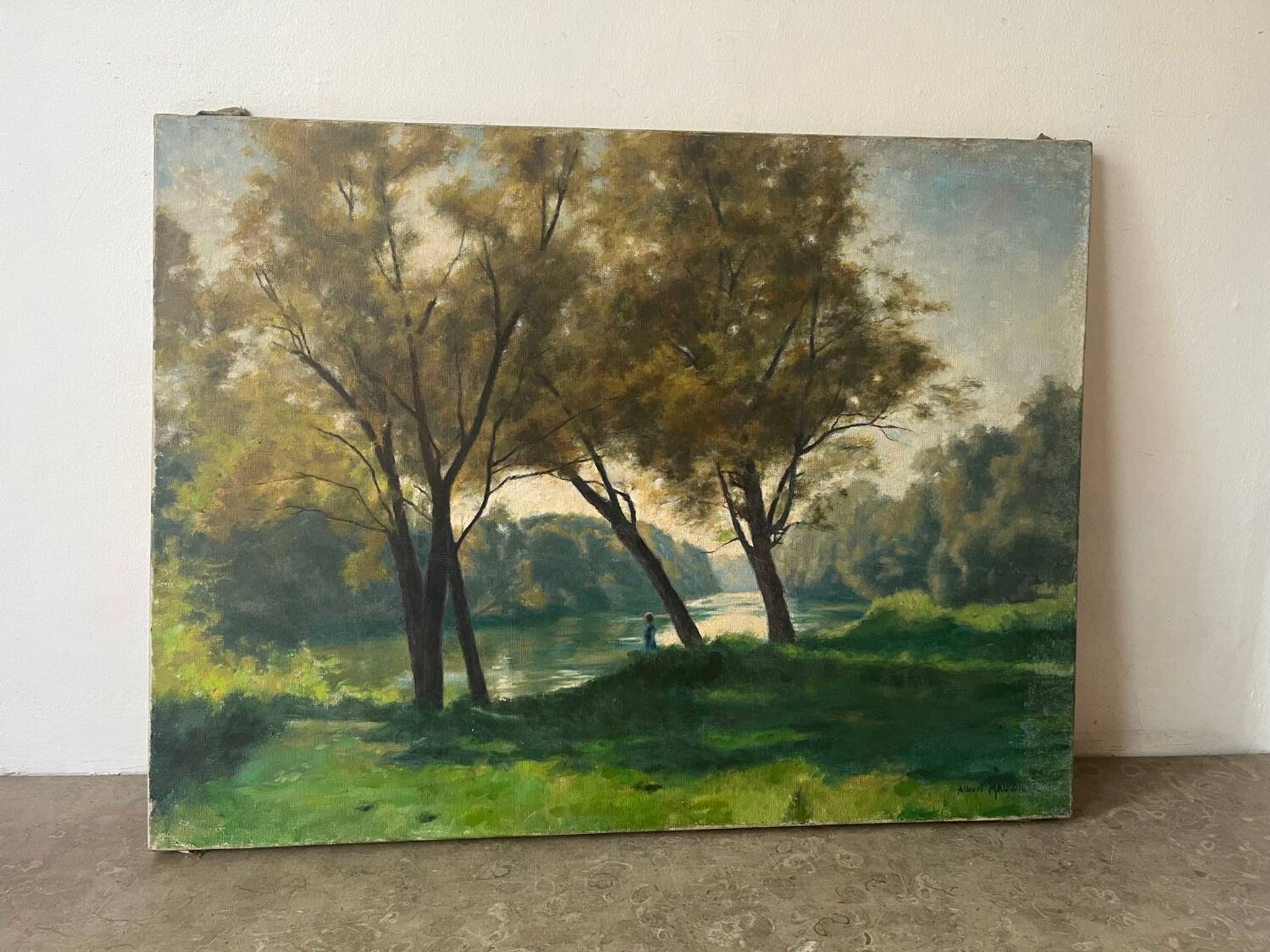 Bank of the Marne, oil on canvas signed Albert Mauguiere 1875-1968